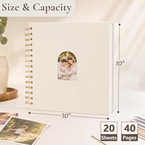Vienrose Scrapbook Album,40 Pages,10x10 Inch,Beige - Image 2