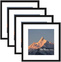 16x16 Wood Picture Frame Set of 4, Wall Mount for Home Decor, Black by SZYUU
