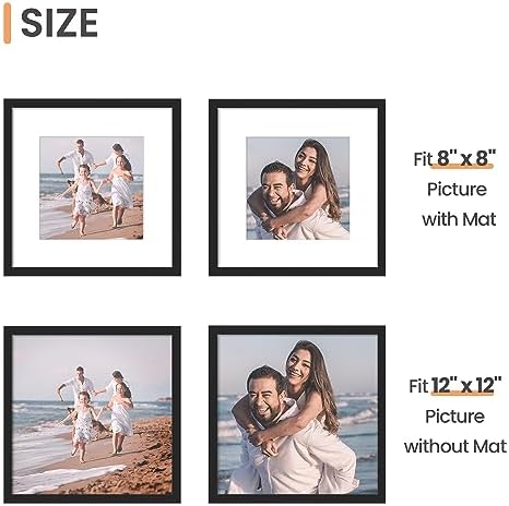 upsimples 12x12 Picture Frame, Photo Collage Wall Decor Set of 10, Black - Image 3