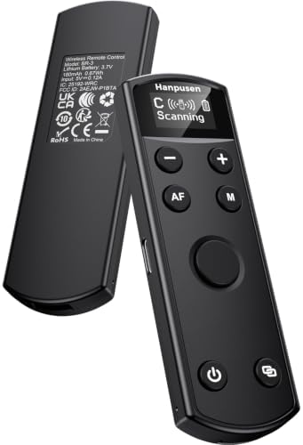 for Canon Camera Remote Control, Hanpusen Rechargeable Wireless Shutter Release with OLED Screen for R50/G7X Mark III/R8/R5/R/RP/R50 V/R10/R5 Mark II/M50/M200/6D Mark II/M6 Mark II, Replace BR-E1 by HANPUSEN