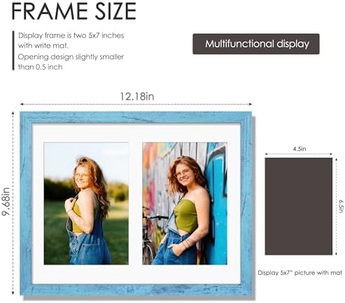 DUENPY 8.5x11 Double Frame For 2 5x7 Photos Blue - Image 2