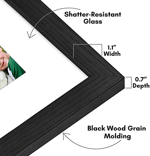 Americanflat 8x8 Picture Frame - Matted to 4x4 - Engineered Wood - Black - Image 3