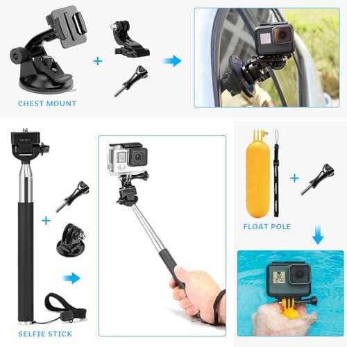 Luxebell Accessories Kit for AKASO EK5000 EK7000 4K WiFi Action Camera GoPro Hero 13 12 11 10 9 8 7 6 5/Session 5/Hero 4/3+/3/2/1 Max Fusion SJ4000 SJ5000 - Image 2