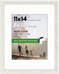 Americanflat 11x14 Vintage Picture Frame - Matted to 8x10 - White & Gold by Americanflat