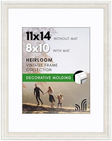 Americanflat 11x14 Vintage Picture Frame - Matted to 8x10 - White & Gold by Americanflat