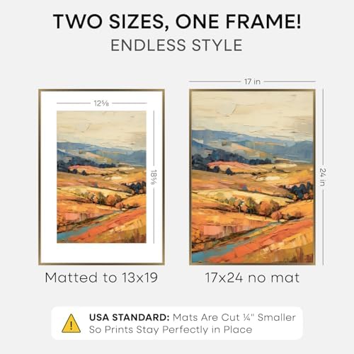 Homeforia 17x24 Bronze Picture Frame, High-End Metal, 13x19 Mat, Glass - Image 2
