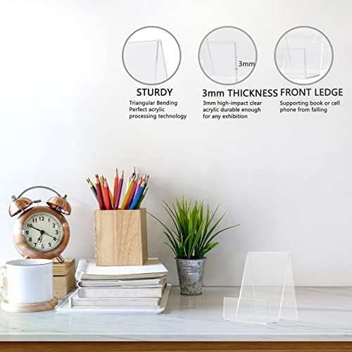10PCS 4" x 3" Acrylic Book Display Stand Clear Easel with Ledge Tablet Holder for Displaying Books, Pictures, Notebooks, CDs, Artworks, etc (Small(10 Pack)) - Image 3