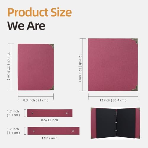 Vienrose DIY Scrapbook Photo Album Kit with Stickers, Pens, Tapes, 60 Pages Hardcover Memory Book, 8.5x11 Inch 3 Ring Binder with Black Pages, Guest Book Gift for Wedding, Travel & Anniversary Red - Image 3