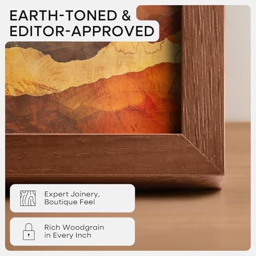 Homeforia 12x18 Brown Oak Picture Frame, High-End Wood, 8.5x11 Mat, Glass - Image 3
