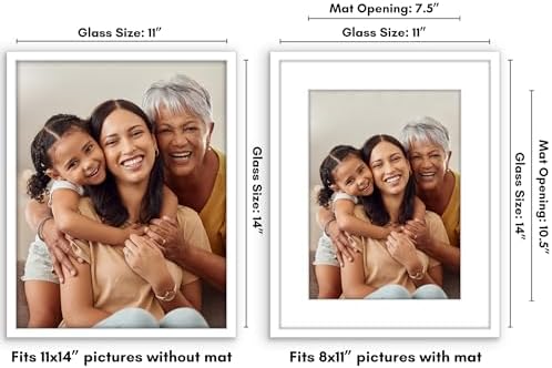 Americanflat 11x14 Picture Frame - Matted to 8x11 - Slim Molding - White - Image 2