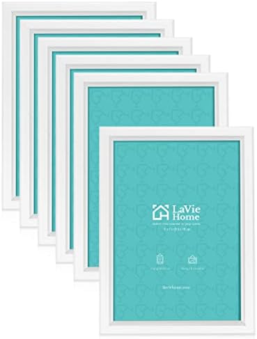 LaVie Home 5x7 Picture Frames (6 Pack, White) Simple Designed Photo Frame with High Definition Glass for Wall Mount & Table Top Display, Set of 6 Classic Collection by LaVieHome