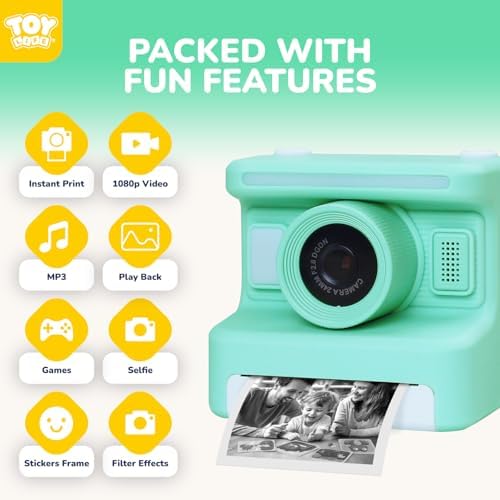 TOY Life Kids Instant Print Camera, 1080P, Ages 3-12, Teal - Image 4