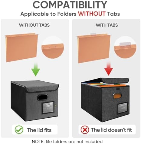 BALEINE File Organizer Box with Lid, Collapsible Hanging File Storage Box - Image 5
