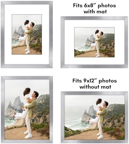 Americanflat 9x12 Picture Frame 5-Pack - Matted to 6x8 - Silver - Image 4