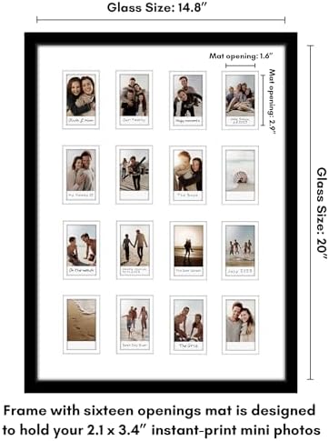 Americanflat 15x20 Picture Frame with 16 Openings for 2x3 Instant-Print Photos - Black Mini Picture Frames for Wall Display with Polished Plexiglass - Image 2