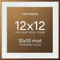 Homeforia 12x12 Bronze Picture Frame, High-End Metal, 10x10 Mat, Glass by Homeforia