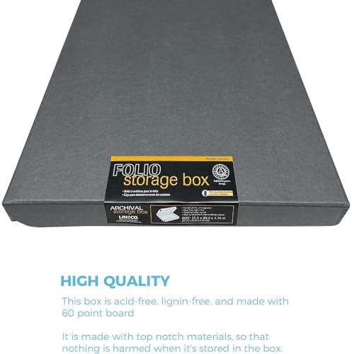 Lineco Clamshell Archival Storage Box, 23.5x30.5x1.75 Inch, Gray, Pack of 2 - Image 3