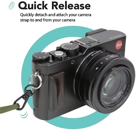 Foto&Tech Small Quick Release Adapter Clip for Camera with Round Lugs for Camera Strap, 33lb Breaking Force (1 Set, Black) - Image 2