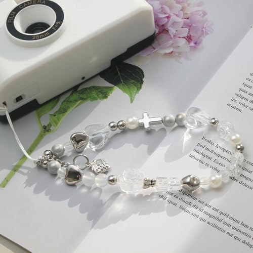 Beaded Camera Wrist Strap,Cute Phone Charm Decor,Pearl Bracelet Wrist Strap - Image 3
