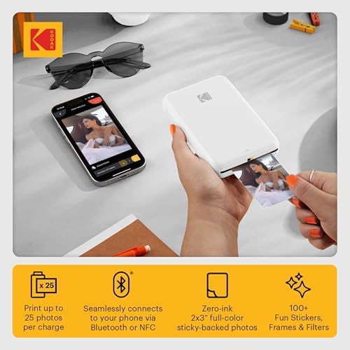 Kodak Step Instant Smartphone Photo Printer - 75 Sheets Bundle - Portable Mini Color Wireless Mobile Printer - Zink 2x3” Sticky-Back Photos - Bluetooth Compatible with Smart Devices - Fun App -White - Image 2