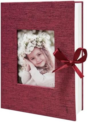 Photo Album 4x6 100 Pockets, Slip-in Picture Albums, Linen Cover Top Loader Vertical Pockets Albums for Baby, Kids Boy Girls, Wedding, Family, Anniversary, Red by HenPisen