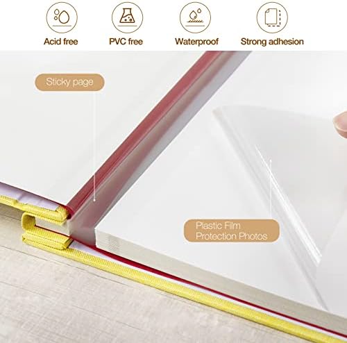 potricher Large Self Adhesive Photo Album 40 Pages, Linen cover, Yellow - Image 4