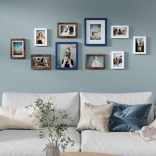 Vittanly 10 Pack Gallery Wall Frame Set, Blue, Brown, White - Image 4
