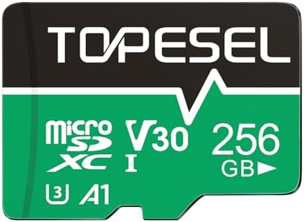 TOPESEL 256GB Micro SD Card with Adapter, High Speed TF Card, Memory Card microSDXC for Camera, Smartphone, Tablet, Dash Cam, Drone, UHS-I, U3, A1, 4K UHD, V30(256GB 1Pack) by TOPESEL