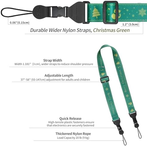FIEIL 5Pcs Christmas iPad Strap, Adjustable Camera Neck Strap, Comfortable Shoulder Strap for Bags, Cellphone Tablet, Camera, Binocular, An Excellent Christmas Gift Choice -Green - Image 6