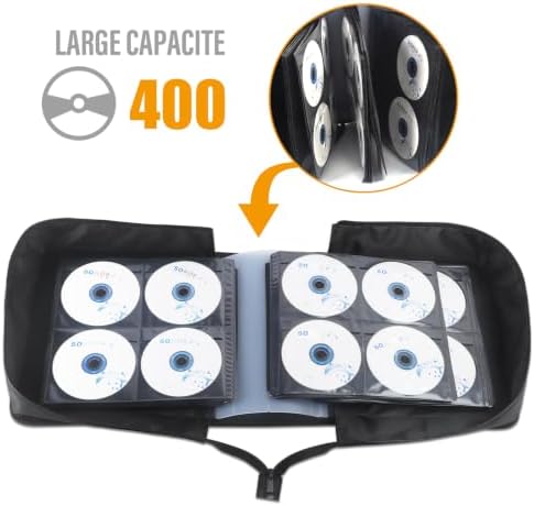 CCidea CD Case DVD Holder Storage, 400 Capacity DVD Cases Organizer Portable Cd Wallet Binder for Home Travel (400 Black) - Image 3