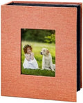Photo Album 4x6 with 200 Pockets, Slip-in Picture Albums, Linen Cover Memory Book with Front Window, Black Page Vertical Photo Book for Wedding, Family, Anniversary, Baby, Vacation(Orange) by HenPisen