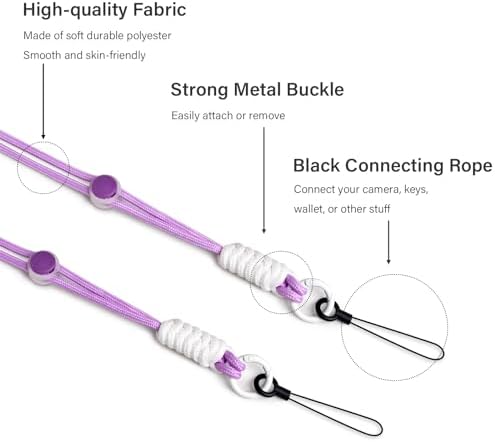 VOVMOEYA Camera Strap,Long Neck Strap for Fujifilm Mini 12/11/9/8/7+,Shoulder Strap camera strap Long Crossbody Lanyard for photographer Camera/Badge Holder/Keys/Wallet Multi-Function Lanyard(Purple) - Image 2