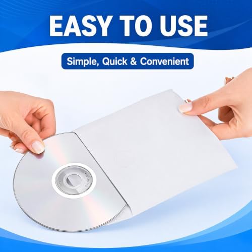 Fasmov 1000 Pack Thick White Paper CD DVD Sleeves Envelope with Clear Window and Flap, Dust Proof Protective Disc Storage for Music, Movies and Home Office - Image 4