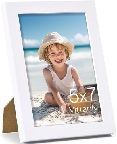 Vittanly 5x7 Picture Frame Made of Solid Wood for Wall or Tabletop, White by Vittanly