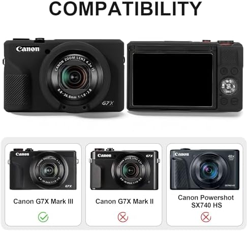 BOVKE Hard Case + Silicone Cover for Canon Powershot G7 X Mark III, Black - Image 3