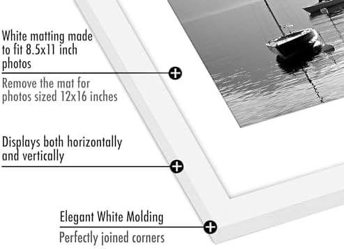 Americanflat 12x16 Picture Frame 5-Pack - Matted to 8.5x11 - White - Image 3