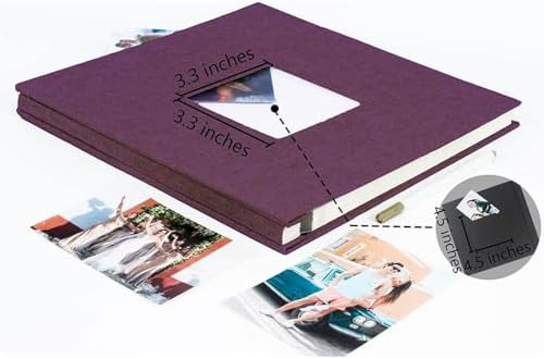 Photo Album Self Adhesive Pages Scrapbook, 13.2x12.8 Purple 60 Pages - Image 6