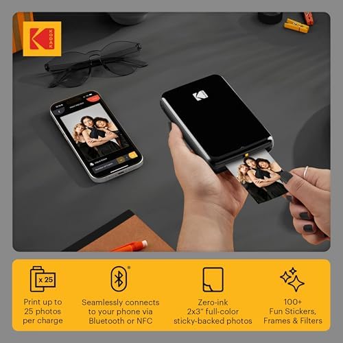 Kodak Step Printer, Wireless Mobile Photo Printer Zero Ink Technology & Kodak App for iOS & Android (Black) Gift, Starter Bundle - Image 2
