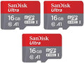 [Older Version] SanDisk 16GB 3-Pack Ultra microSDHC UHS-I Memory Card (3x16GB) - SDSQUAR-016G-GN6MM by Sandisk