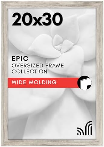 Americanflat 20x30 Poster Frame - Driftwood Engineered Wood with Polished Plexiglass - Wide Picture Frame for Vertical or Horizontal Wall Display - Epic Collection - Driftwood by Americanflat