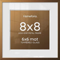 Homeforia 8x8 Bronze Picture Frame, High-End Metal, 6x6 Mat, Glass by Homeforia