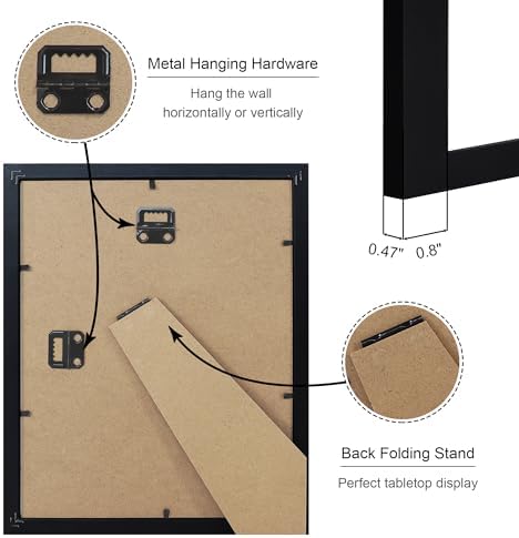 8x10 Picture Frame Set of 2, 8 x 10 Wood Photo Frames with Mat for 5x7, Wooden Frame with Real Glass Cover for Wall and Tabletop Display,Black - Image 5