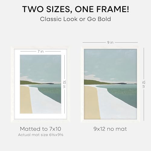 Homeforia 9x12 White Oak Picture Frame, High-End Wood, 7x10 Mat, Glass - Image 2