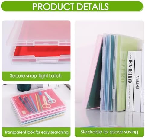 8 Pack Paper Storage Boxes, Scrapbook Paper Storage Fits 8.5" x 11.5" A4 Letter, Stackable Plastic Paper Storage with Snap for Protecting Scrapbooks, Photos, Game Card, Office Supplies, Files - Image 5