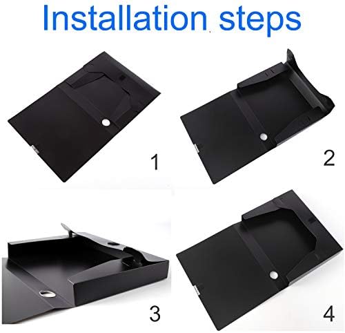 HUA JIE 4 Pack A4 Storage File Boxes Plastic Archives Cases with Lid,Black - Image 7
