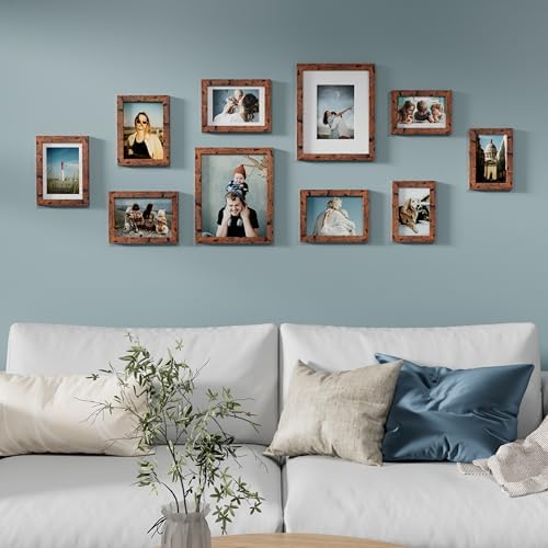 Vittanly 10 Pack Picture Frames Collage Wall Decor, Rustic Brown - Image 4