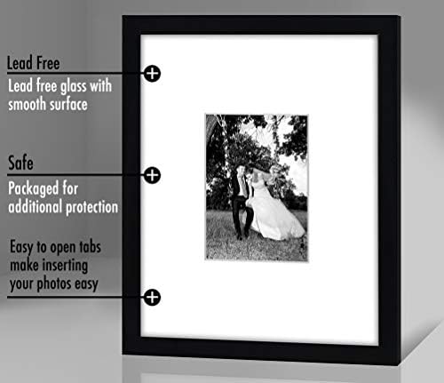 Americanflat 11x14 Picture Frame with Shatter-Resistant Glass - Use as 5x7 Frame with Mat or Display 11x14 Photo Without Mat - Signature Collection - Picture Frames for Wall Display - Black - Image 6