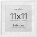 Homeforia 11x11 White Oak Picture Frame, High-End Wood, 9x9 Mat, Glass by Homeforia