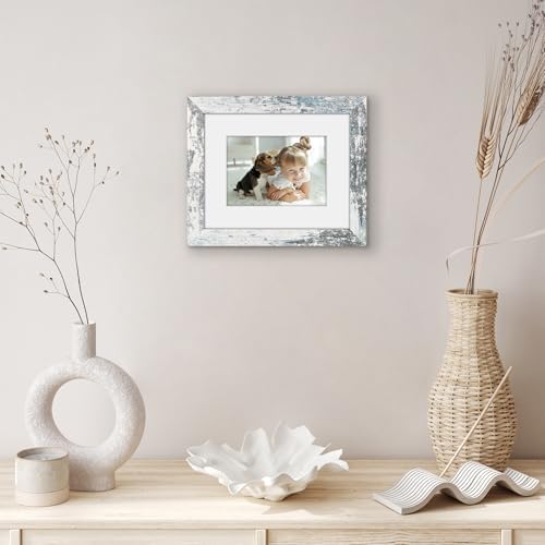 Americanflat 8x10 Picture Frame - Matted to 5x7 - Distressed White - Image 6
