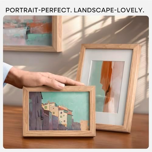 Homeforia A4 Natural Oak Picture Frame, High-End Wood, A5 Mat, Glass - Image 7